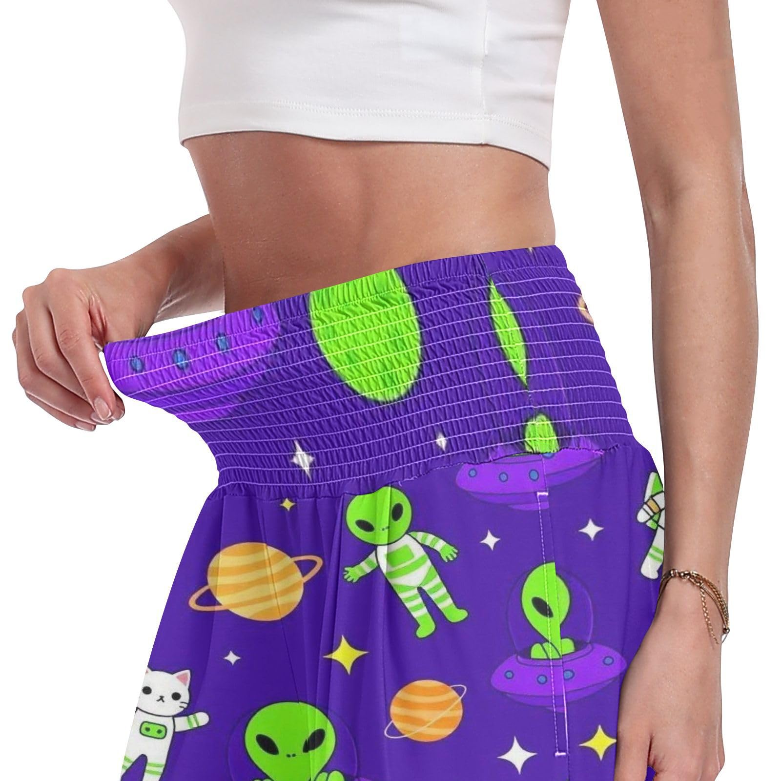 Alien Print Space - Pantalones de yoga ligeros para mujer