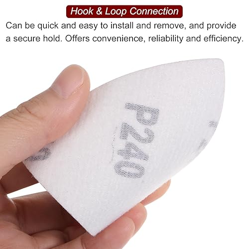 Vista 25 de HARFINGTON 60 piezas de lija triangulares de gancho y bucle 320/400/600/800/1000/1200 granos de 3-1/8 pulgadas, almohadillas de lijado de óxido