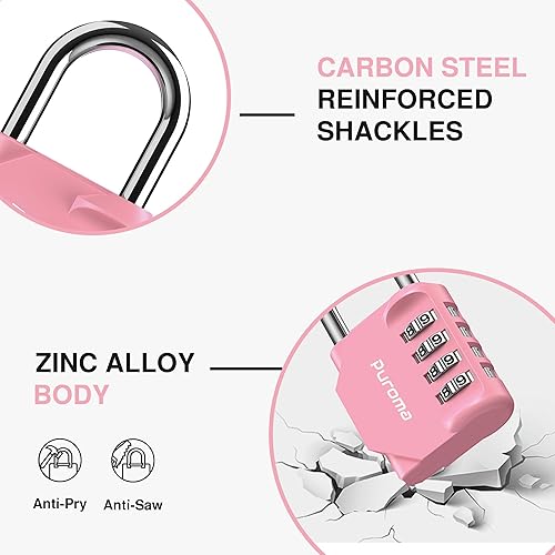 Miniatura 4 de Puroma 1 candado de combinación para casillero de 4 dígitos al aire libre impermeable para escuela, gimnasio, deportes, valla, caja de herramientas,