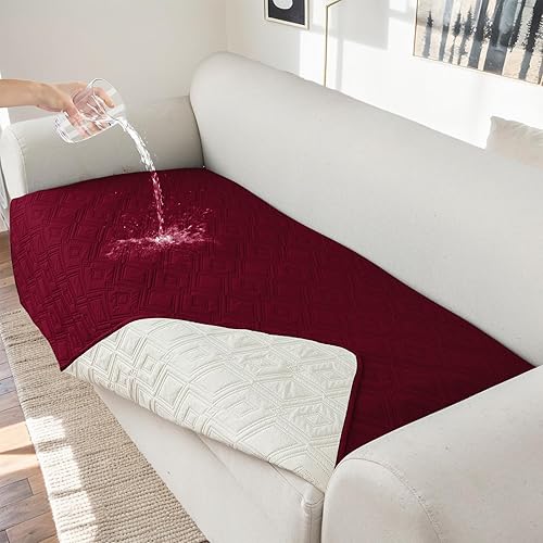 Miniatura 12 de Genina Funda de sofá 100% impermeable para sofá de 3 cojines, fundas de sofá antideslizantes lavables para sofá modular en forma de L, protector de