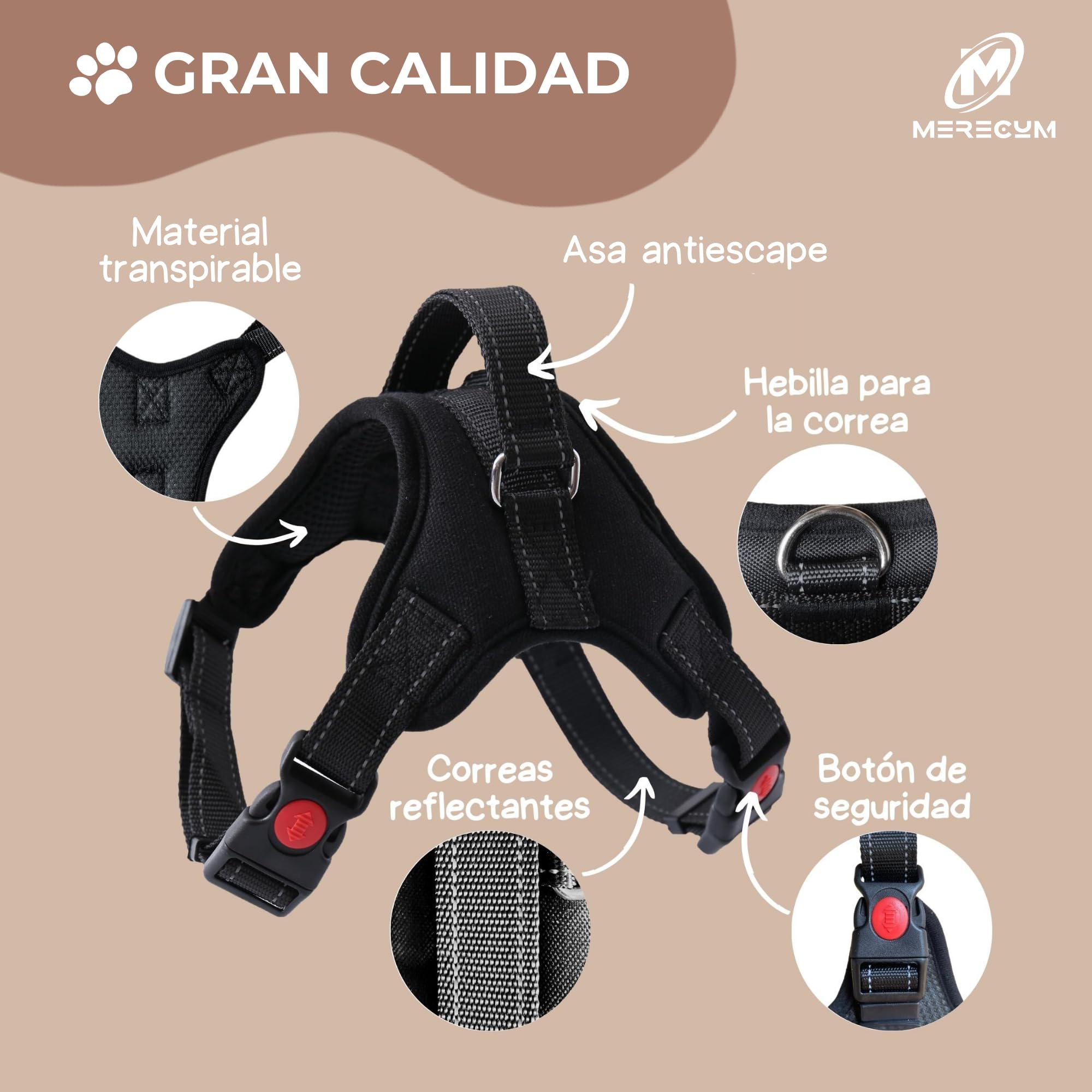 Pettorina Anti-Tiratura Per Cani Medi - Con Cintura Di Sicurezza Auto E Manico Anti-Scappamento - Foto 5