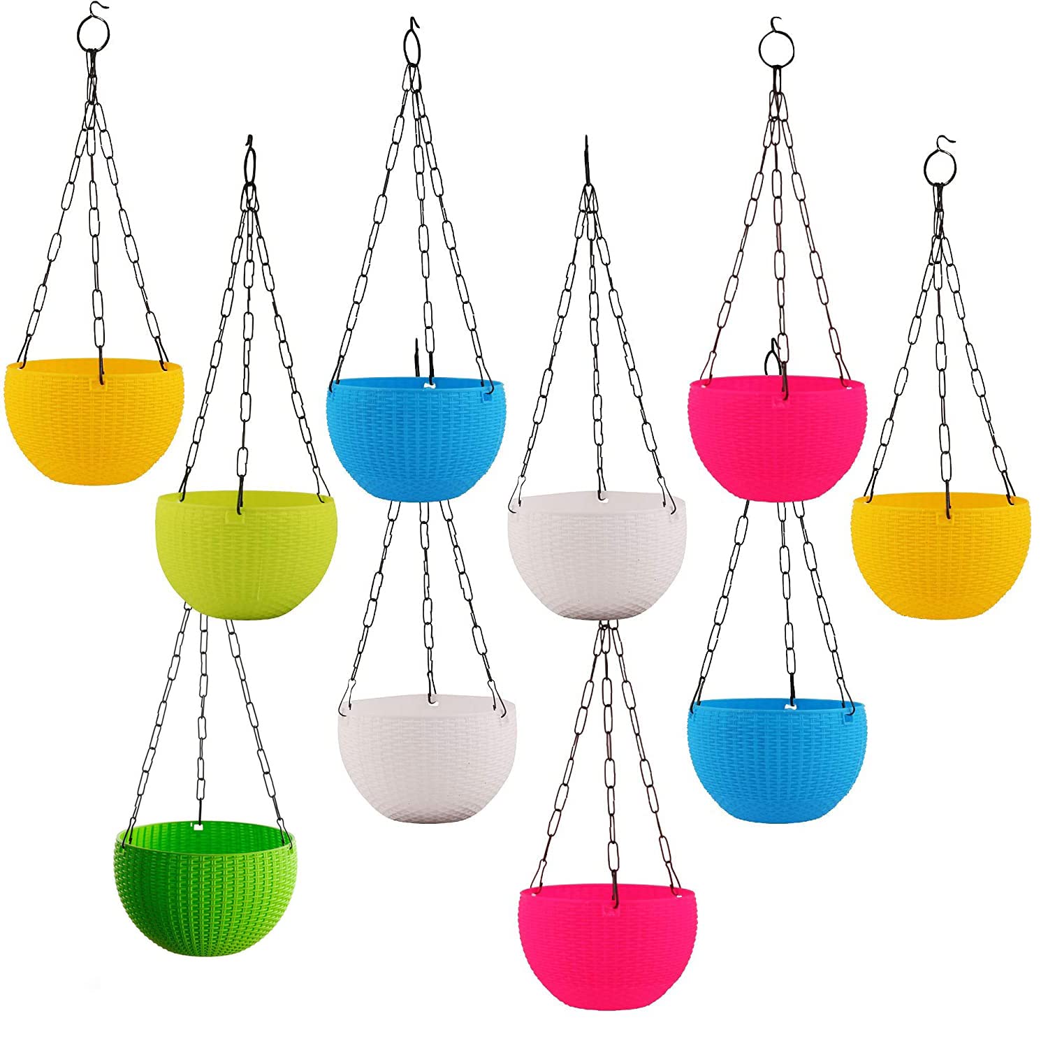 Kalfo 7 Inch Euro Hanging Planters for Home and Balcony Hanging Flower Pots for Plants Hooked Hanging Pots for Home Garden Hanging Flower Pot for Terrace Garden (Multicolor, Pack of 10 Pcs) (B09K6FVJVP) Amazon Price History, Amazon Price Tracker