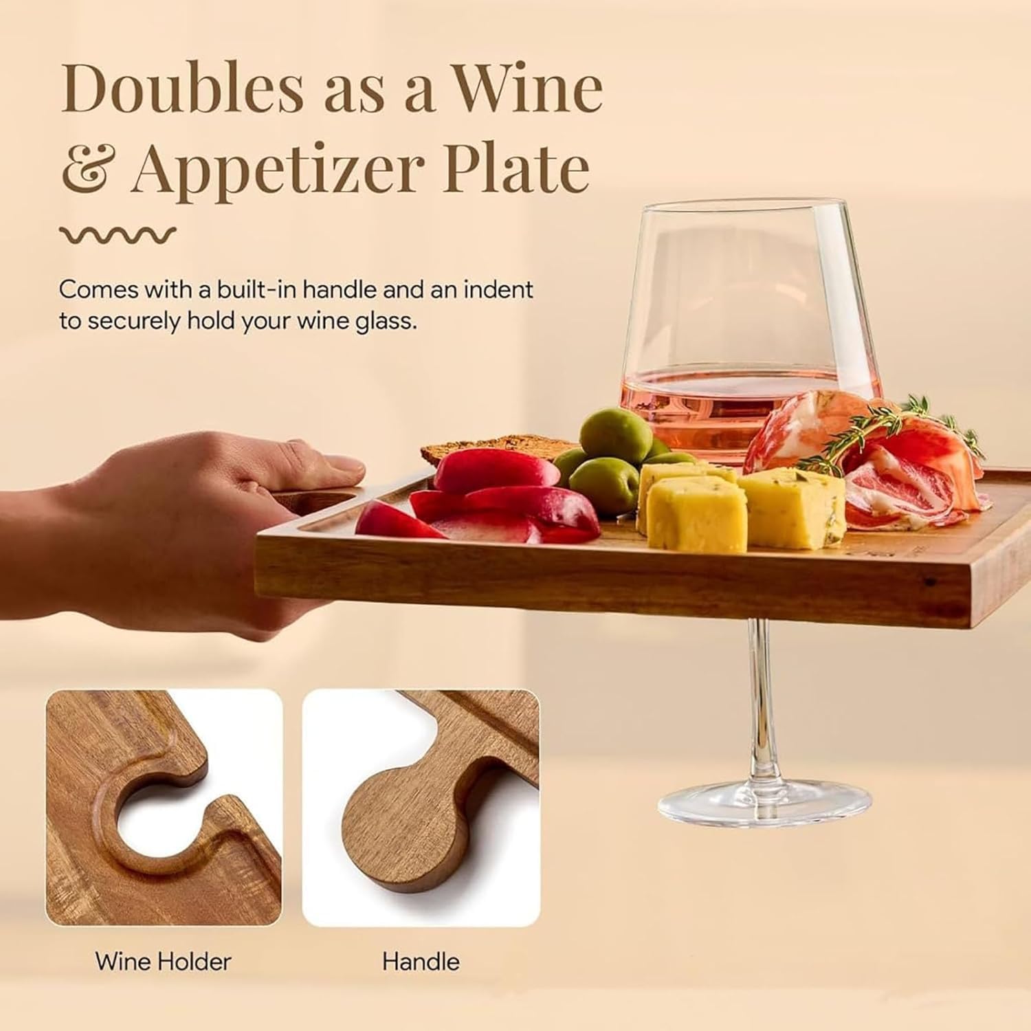 Tabla de embutidos de madera con asa, bandeja entrelazada para servir queso y aperitivos, perfecta para fiestas, decoración del hogar y entretenimiento para los amantes de la comida