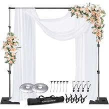 SLOW DOLPHIN Pipe & Drape Photo Backdrop Stand Kit Adjustable Photo Backdrop Stand 10ft x 10ft with Metal Base for Party, Wedding, Birthday Party, Event, Photo Booth