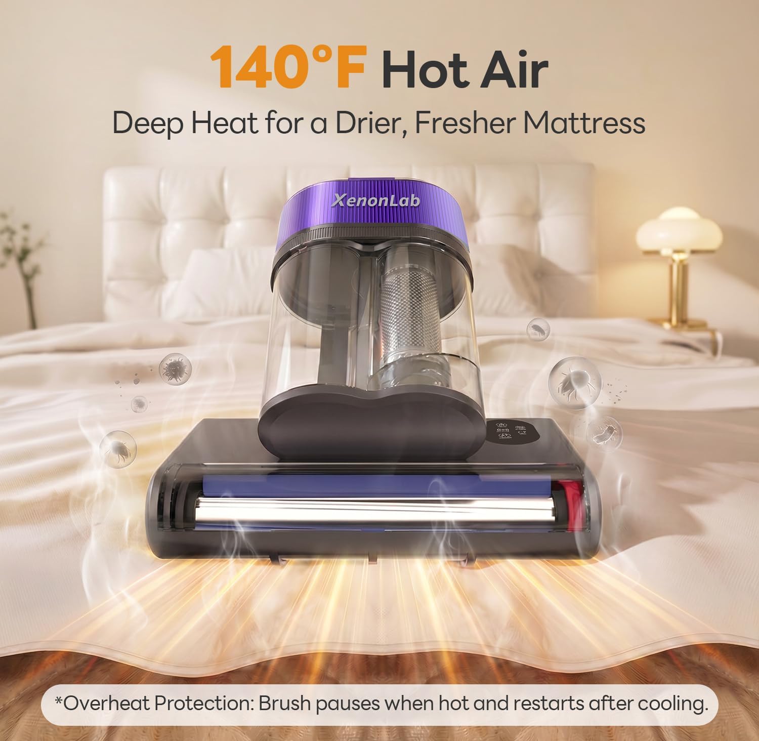 Mattress Vacuum Cleaner, 18000Pa Bed Vacuum Cleaner, 275nm UV-C Light & Ultrasonic 140°F Heat with High-Speed Deep Tapping, Versatile Handheld Vacuum for Bed, Sofa, Couch, Crib（Corded） thumbnail