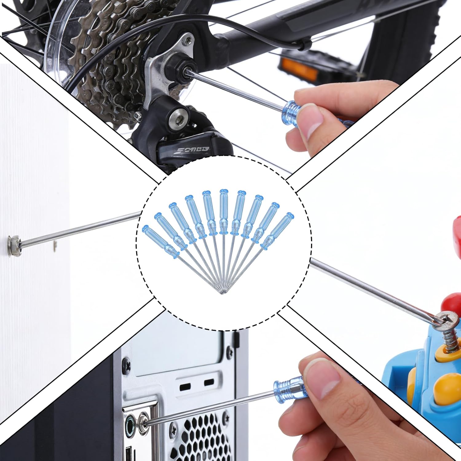 10 Pcs Mini Phillips Screwdriver, 2.5 mm Cross Head Precision Screwdriver Set with Non-Slip Blue Clear Handle 4.9" Total Length Small Screwdrivers for Watch Laptop Eyeglass Small Appliances Repair