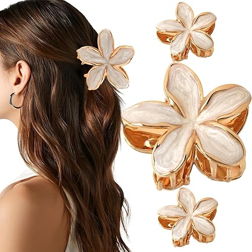 3Pcs Plumeria Hair Clip Hawaiian Flower Hair Clips for Women