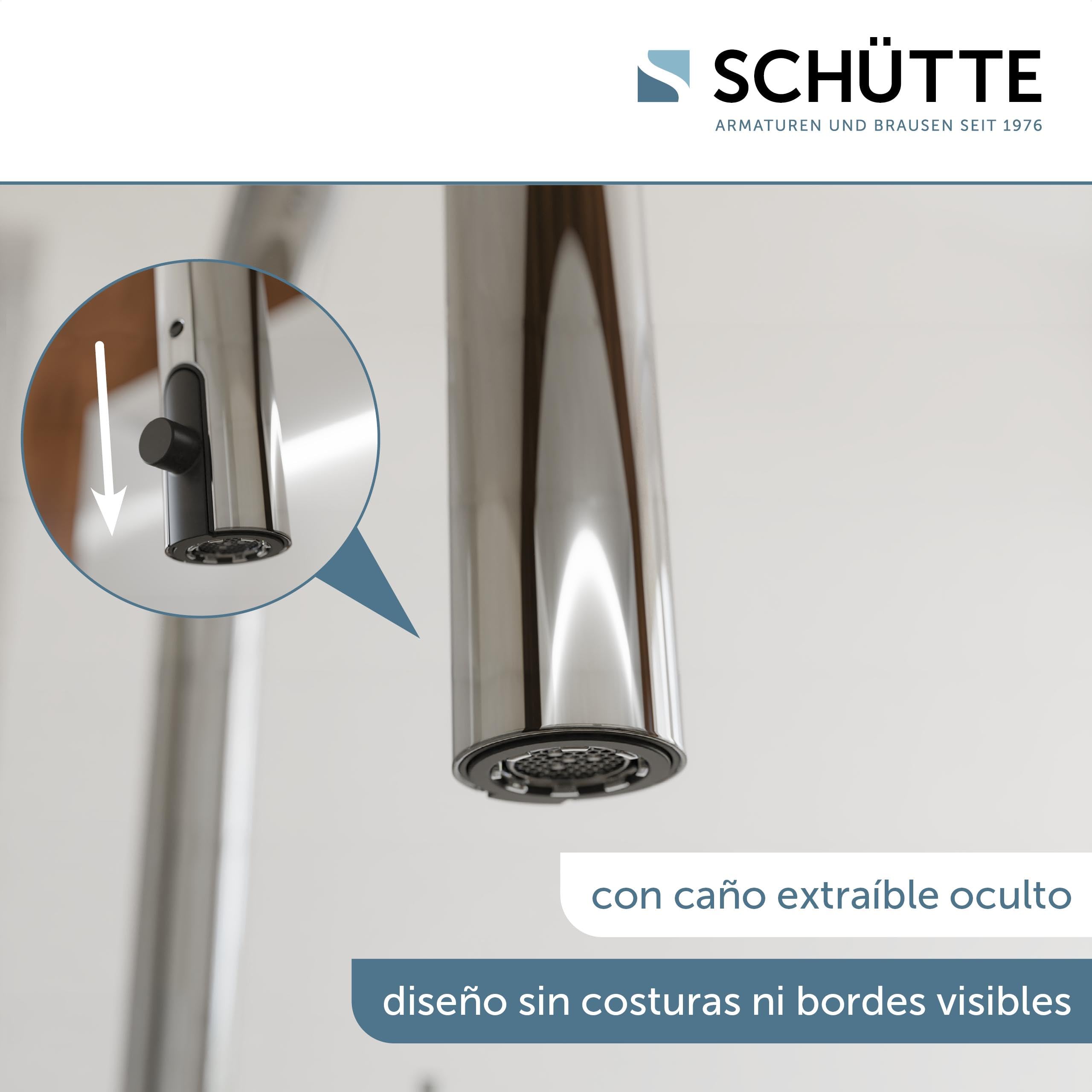 SCHÜTTE Blackpool 79516 - Grifo de cocina con alcachofa extraíble, 360 grados, grifo mezclador monomando para fregadero con alcachofa extensible en cromo