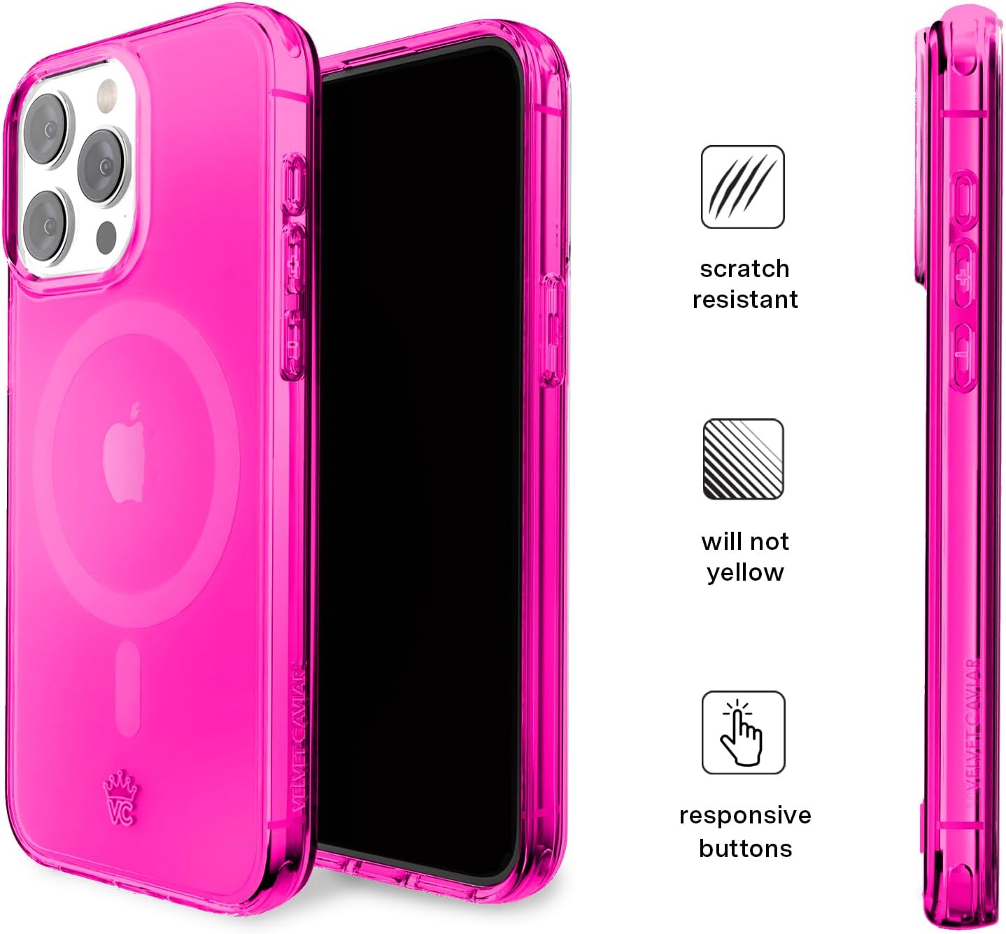 VELVET CAVIAR for iPhone 15 Pro Max Case Neon Hot Pink - Compatible with MagSafe - 10ft Drop Tested - Image 6