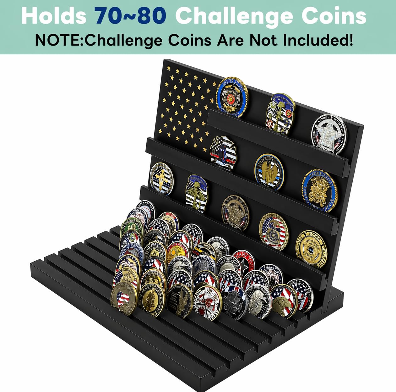 Challenge - Soporte militar para monedas de madera con capacidad para 80 monedas
