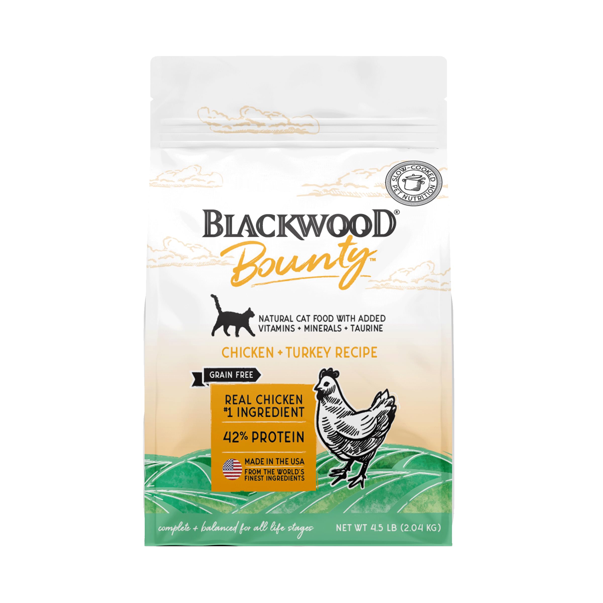 Blackwood Bounty Grain Free Cat Food, Chicken and Turkey Recipe, 4.5 lb. Bag(( BFB/07/17/2025))