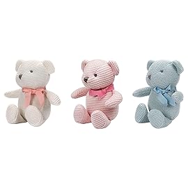 FLUFFYFUN 100% Organic Cotton Baby Teddy Bears Bulk for Baby Shower 6.5 (3pcs/Set)