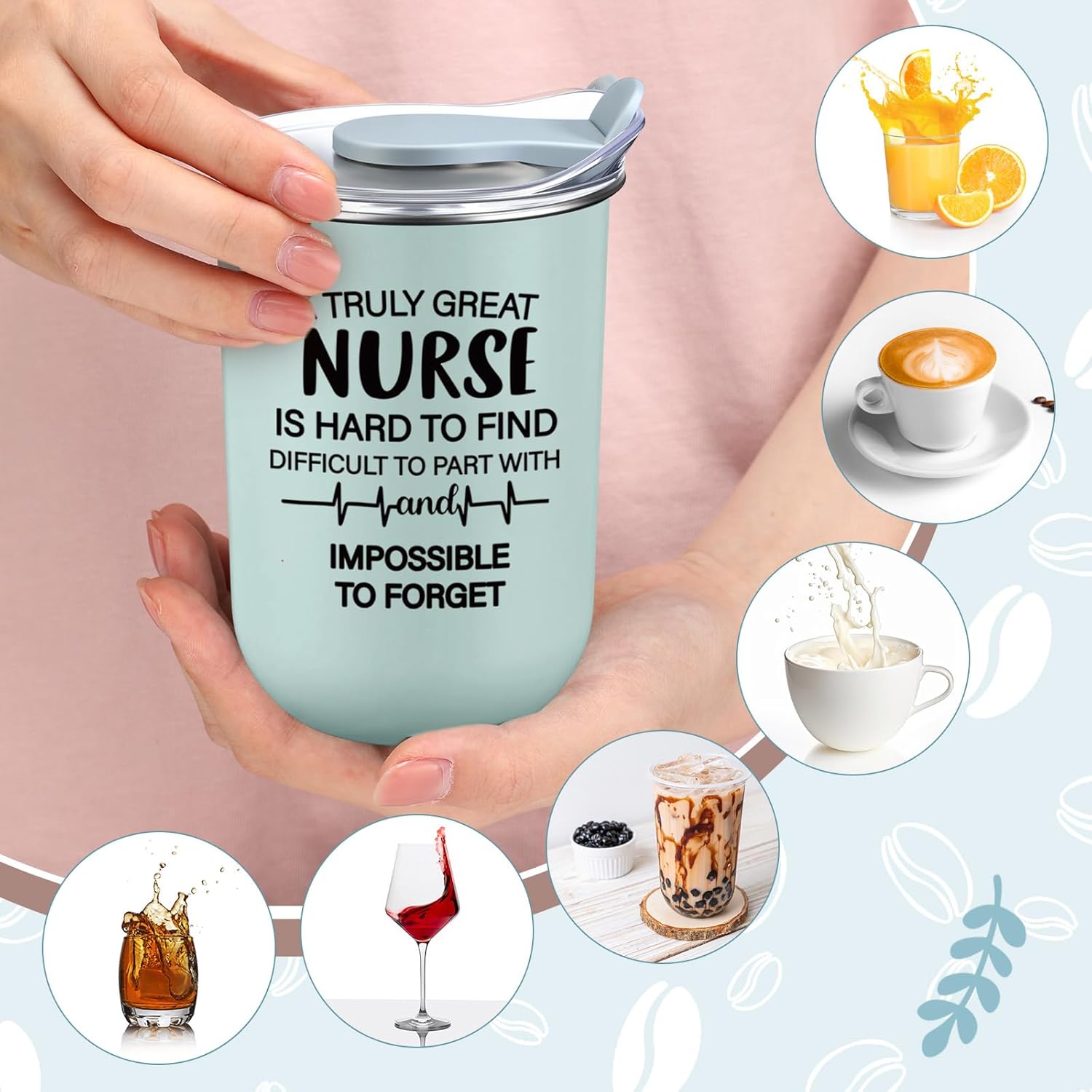 LemonRoad 10 Pcs Nurse Week Gifts Bulk Coffee Mugs 10 oz Thank You Cups with Lids Stainless Steel Tumblers for Nurses Appreciation Women Men Present (Morandi Colors,Best Nurse Ever)