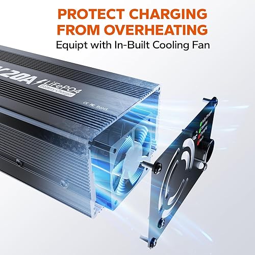 Miniatura 8 de LiTime LiFePO4 Cargador de batería 12V 20A, 14.6V LiFePO4 Cargador de baterías AC-DC para baterías recargables de ciclo profundo LiFePO4 de litio