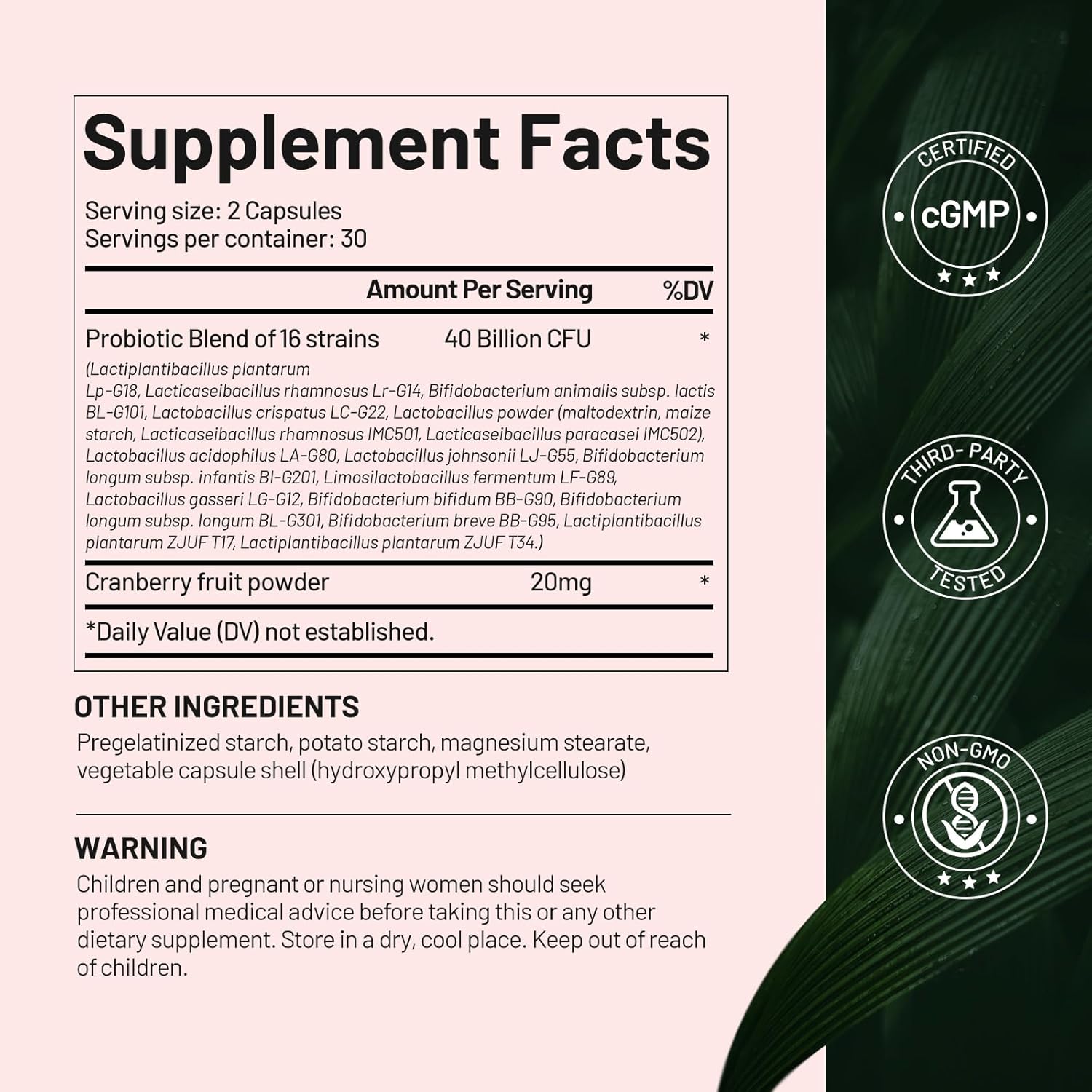 Probiotics for Women, 16 Strains with Cranberry Powder for Digestive, Vaginal&Immune Health Support, 40 Billion CFU, Vaginal Probiotics for Women pH Balance & UTI, Support Vaginal Odor & Flora - Image 6