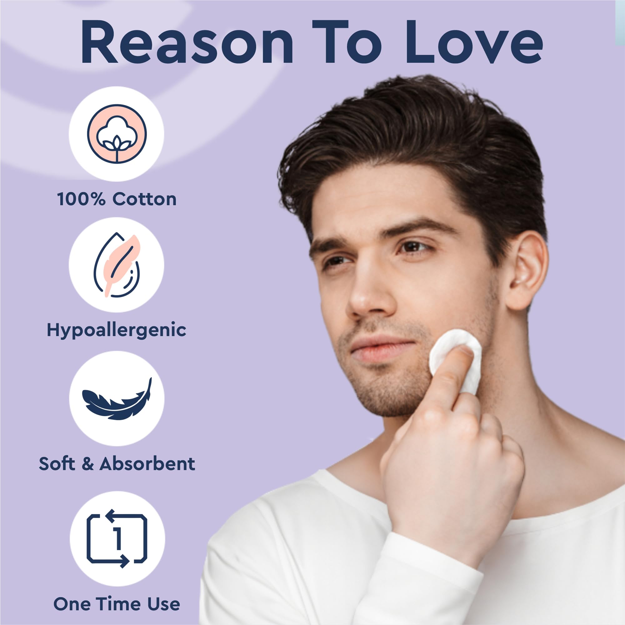 GUBB Hypoallergenic 100% Cotton Pads For Face Cleansing & Makeup Removal - Made of pure cotton | Safe for skin | Suitable for Women | Deep cleansing | Round shape, Non Woven - 100 Makeup Remover Pads, Pack Of 2 4