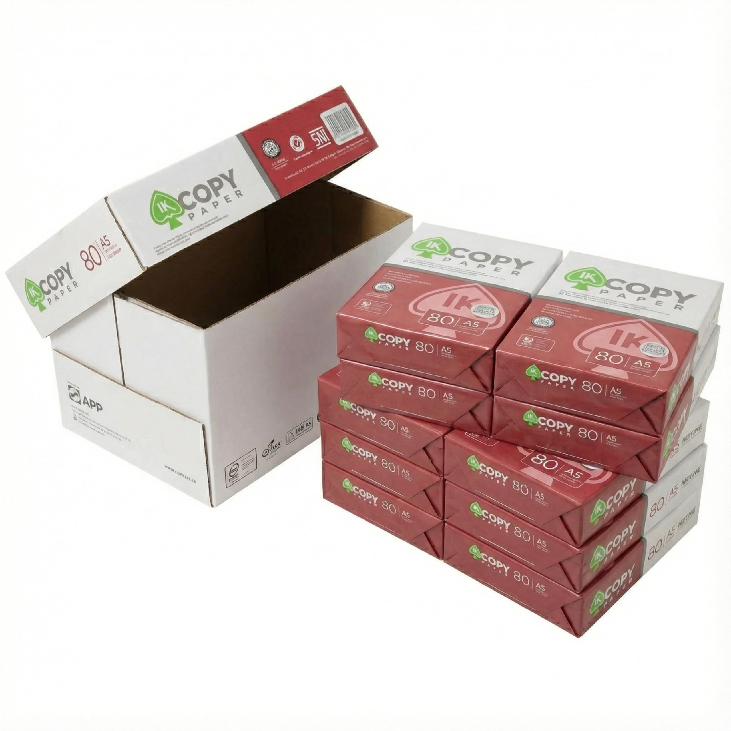 Carta A5 per Stampante 80gr 10 Risme 500 Fogli 148,5x210 mm Bianca