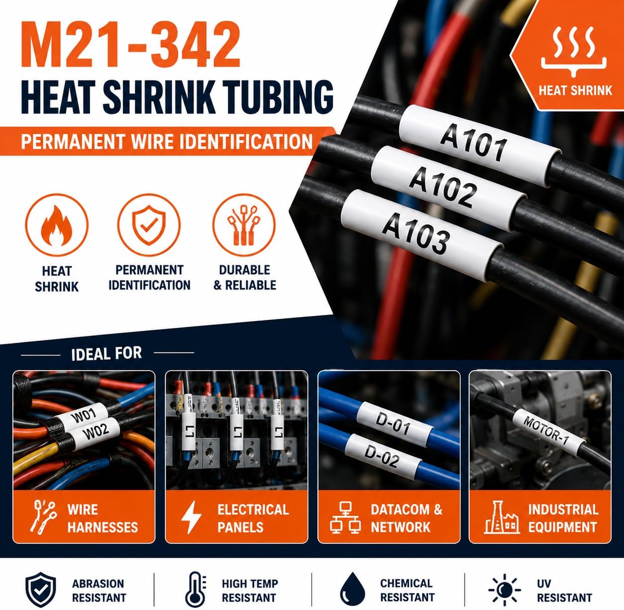 1 Pack Compatible with Brady M21-250-C-342 Tubing, Black/White, .44x6.8 image 4