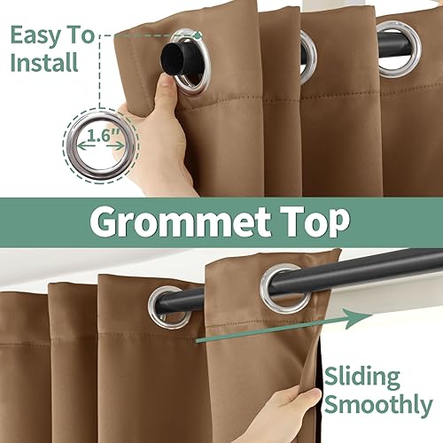 Miniatura 5 de Juego de 2 paneles de cortinas opacas para dormitorio de 63 pulgadas de largo, aislamiento térmico, 100% bloqueo de luz, insonorizadas, con ojales