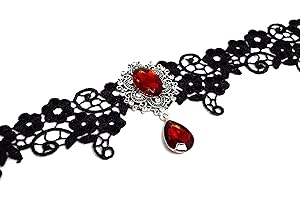 Gothic Red Victorian Lace Choker Necklace