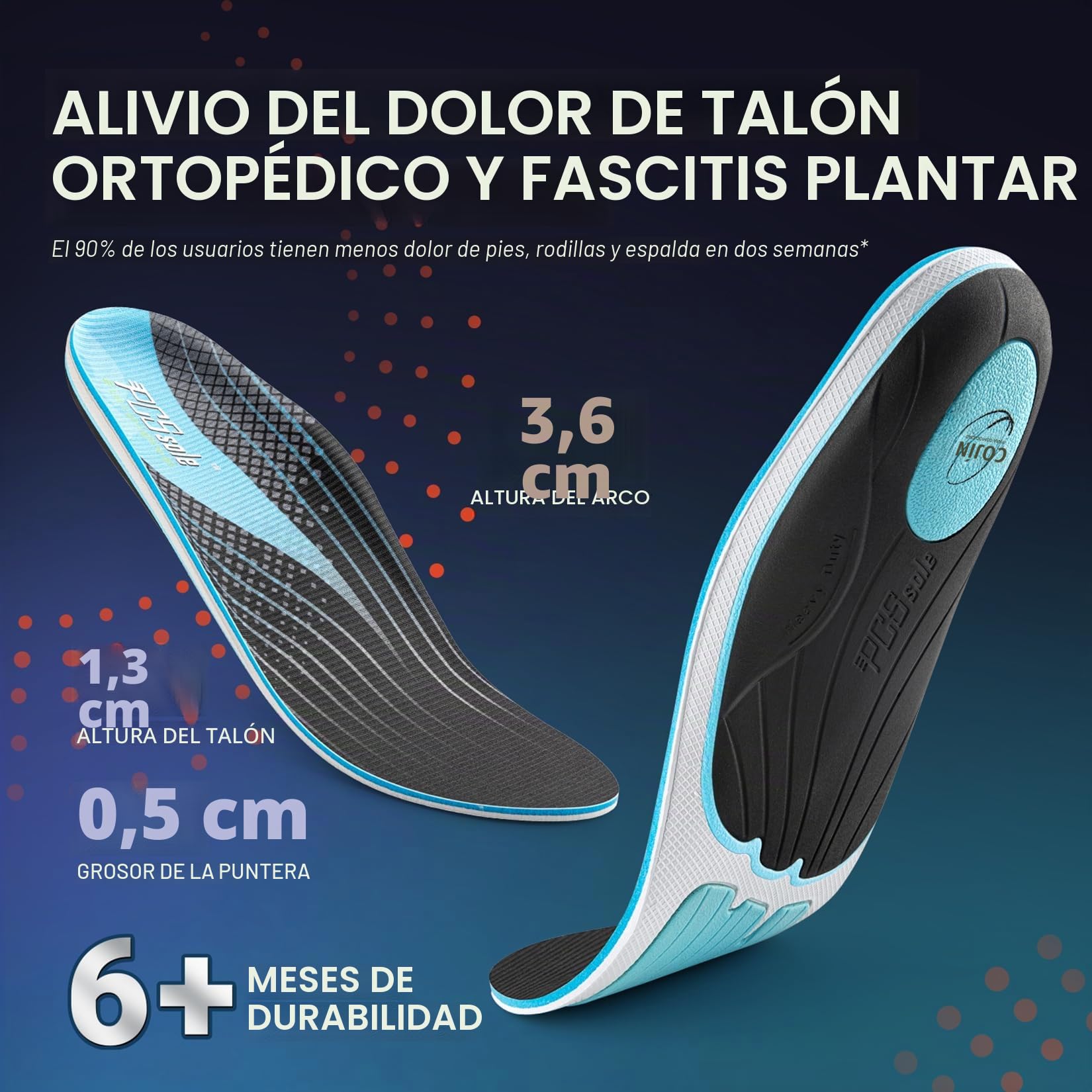 PCSsole Plantillas Ortopédicas, Plantillas Para Espolón Calcáneo, Pies Planos, Dolor De Pies, Soporte Del Arco, Plantillas Ortopédicas Cómodas Para Hombres Y Mujeres.