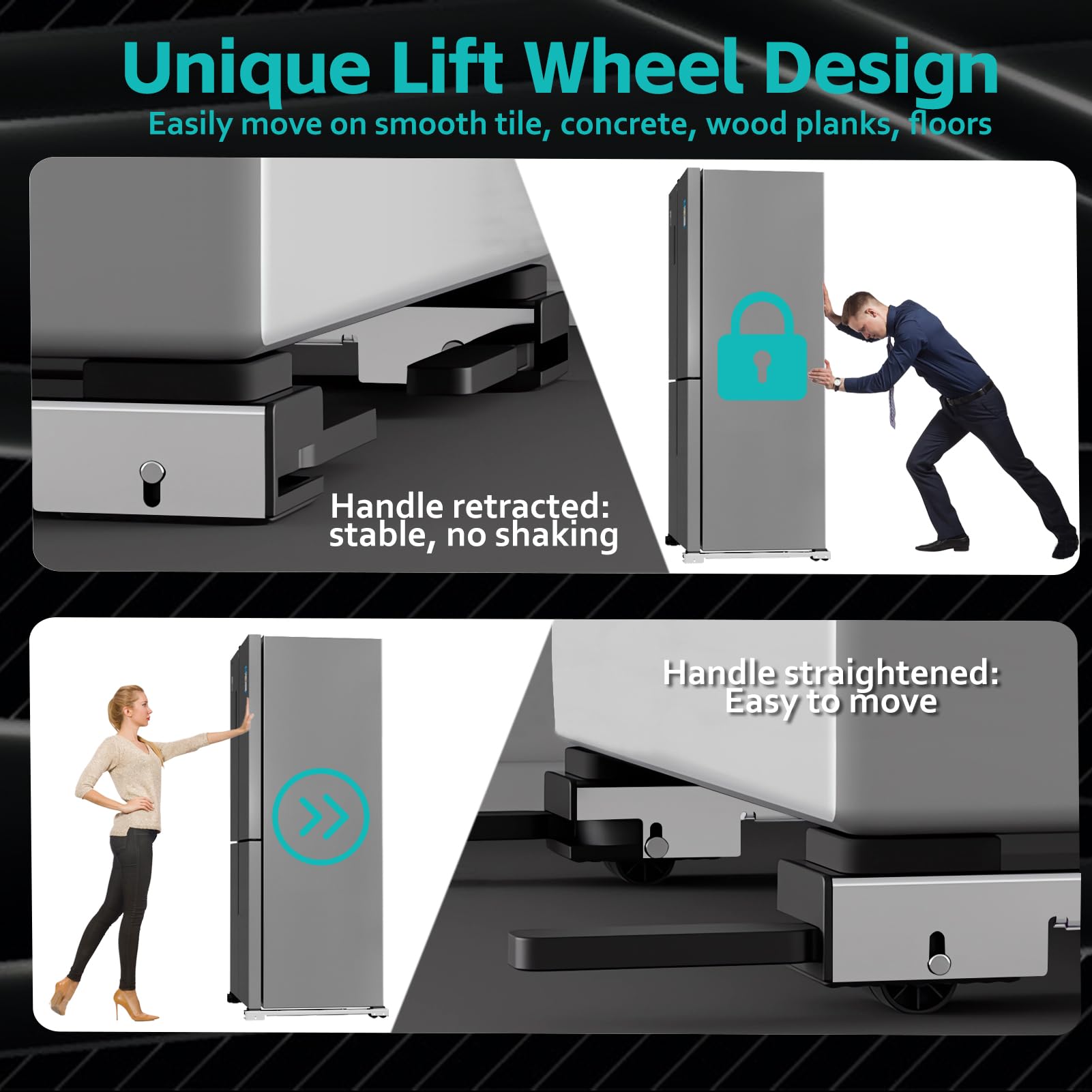 Soporte Universal para Lavadora con Ruedas,Base para Lavadora,Ruedas para Lavadora,50 a 80cm Ajustable,Apto para Lavadoras, Frigoríficos, Sofás y Armarios. Puede soportar 300 kg (Blanco)