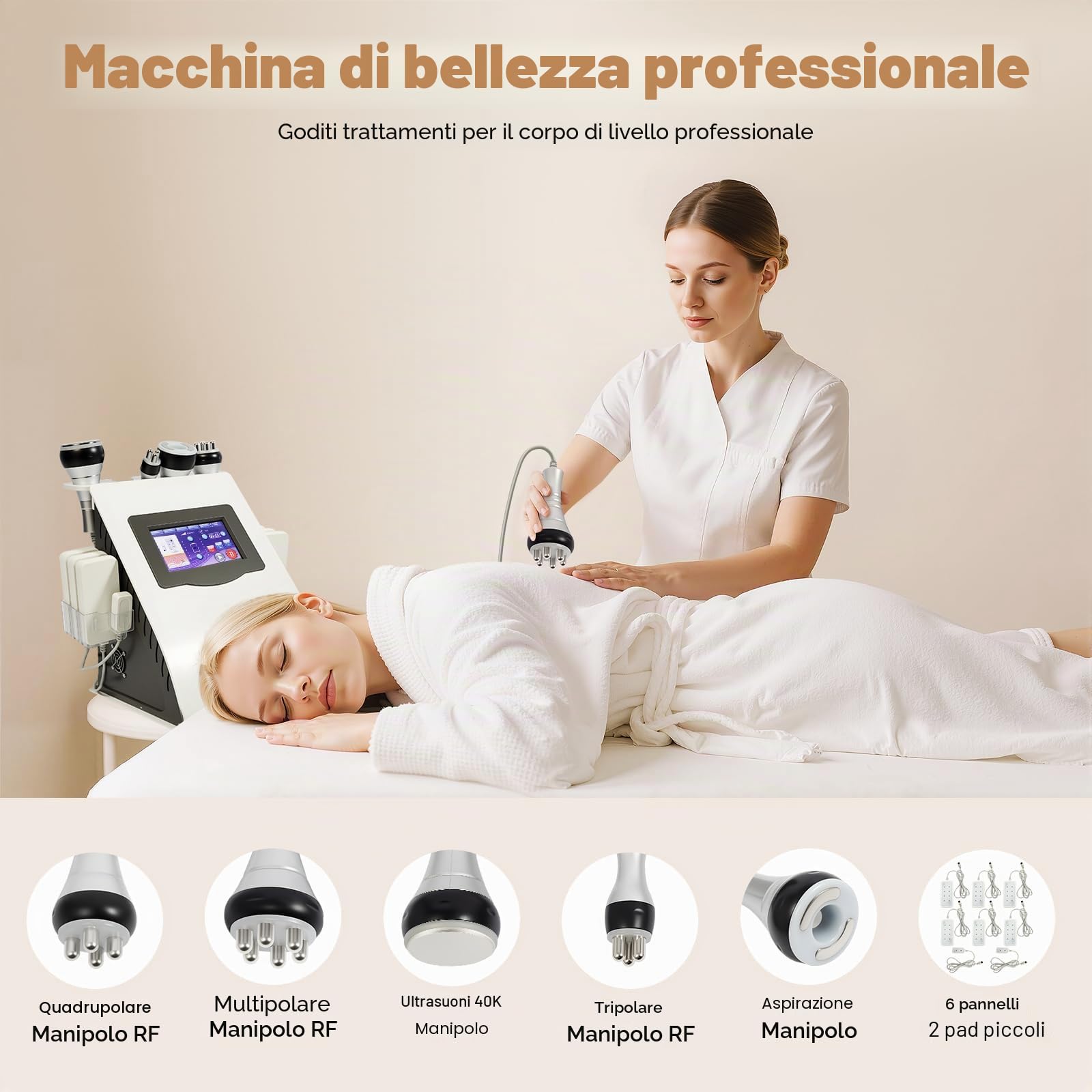 Liposuzione ultrasonica a radiofrequenza 40K, liposuzione laser cavitazionale, radiofrequenza a vuoto multipolare ad ultrasuoni, dimagrante 6 in 1