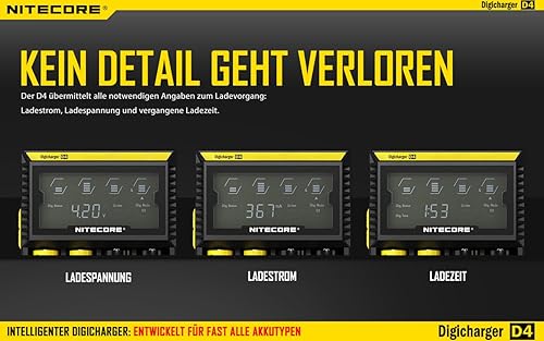 Miniatura 4 de Nitecore Digicharger D4 Batería Cargador de cuatro bahías con pantalla LCD