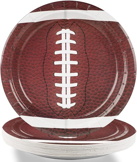 gisgfim 24 pcs Football Paper Plates Football Dessert Plates Birthday Party Supplies Disposable 7" Football Paper Tableware Decorations for Sports Fans Baby Shower