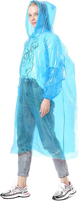 Alfachy Pack of 5 Very Thick & Disposable Rain Poncho for Adults Emergency Waterproof Poncho, Ideal for Festivals, Sightseeing, Camping, Theme Parks and Everyday Commute