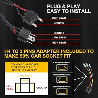 4X6 LED Headlights Hi/Lo Beam Compatible with Peterbilt 379 Kenworth T800 T600 Freightinger Ol-dsmobile Cutlass H4656 H4651 H4652 H4666 H6545 Rectangular Headlight DOT Approved - Black