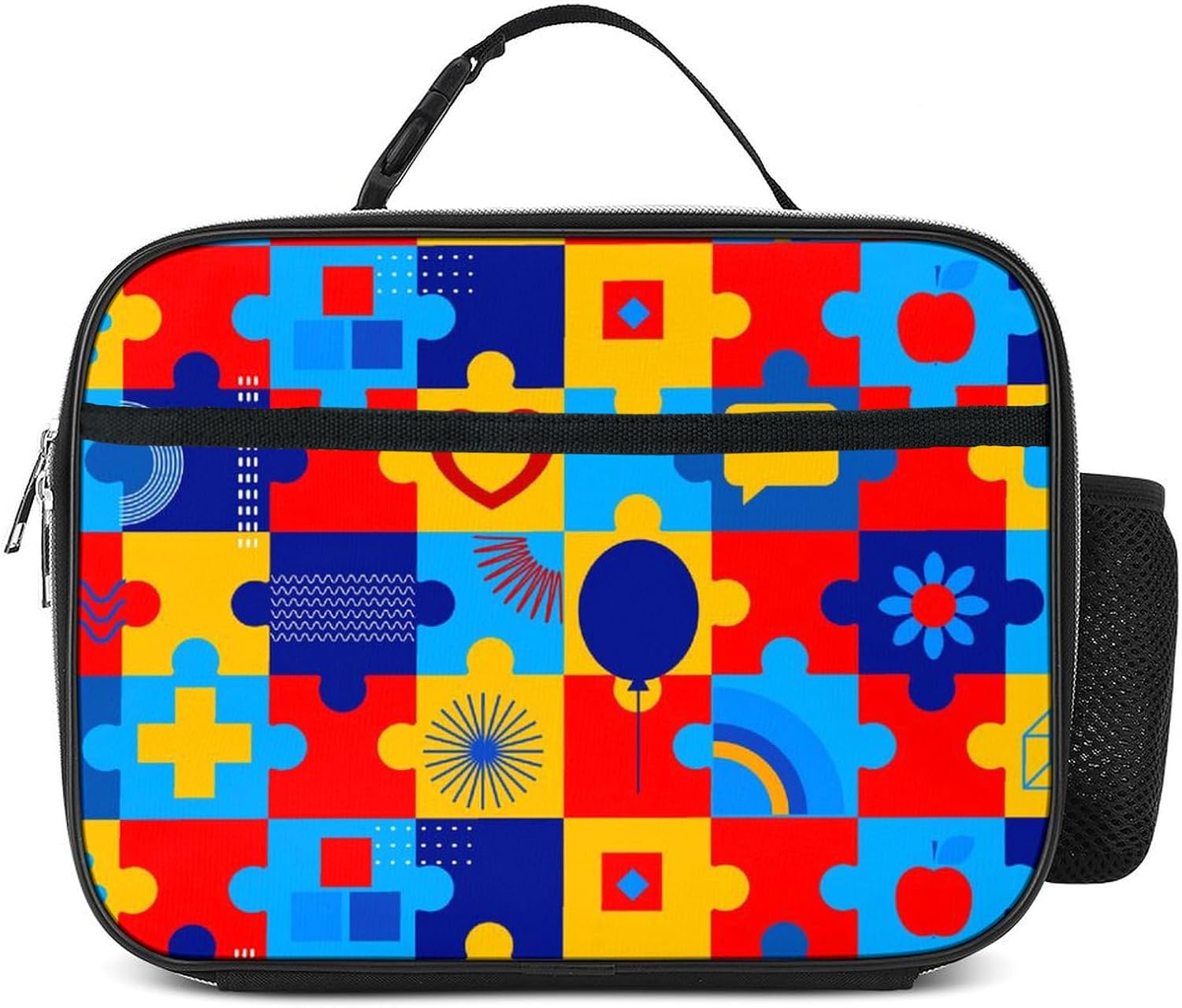 Cute Cat Striped Black White Lunch Box Insulated Reusable Lunch Bag Tote Cooler for Women Men Boy Girl School Work Office Picnic