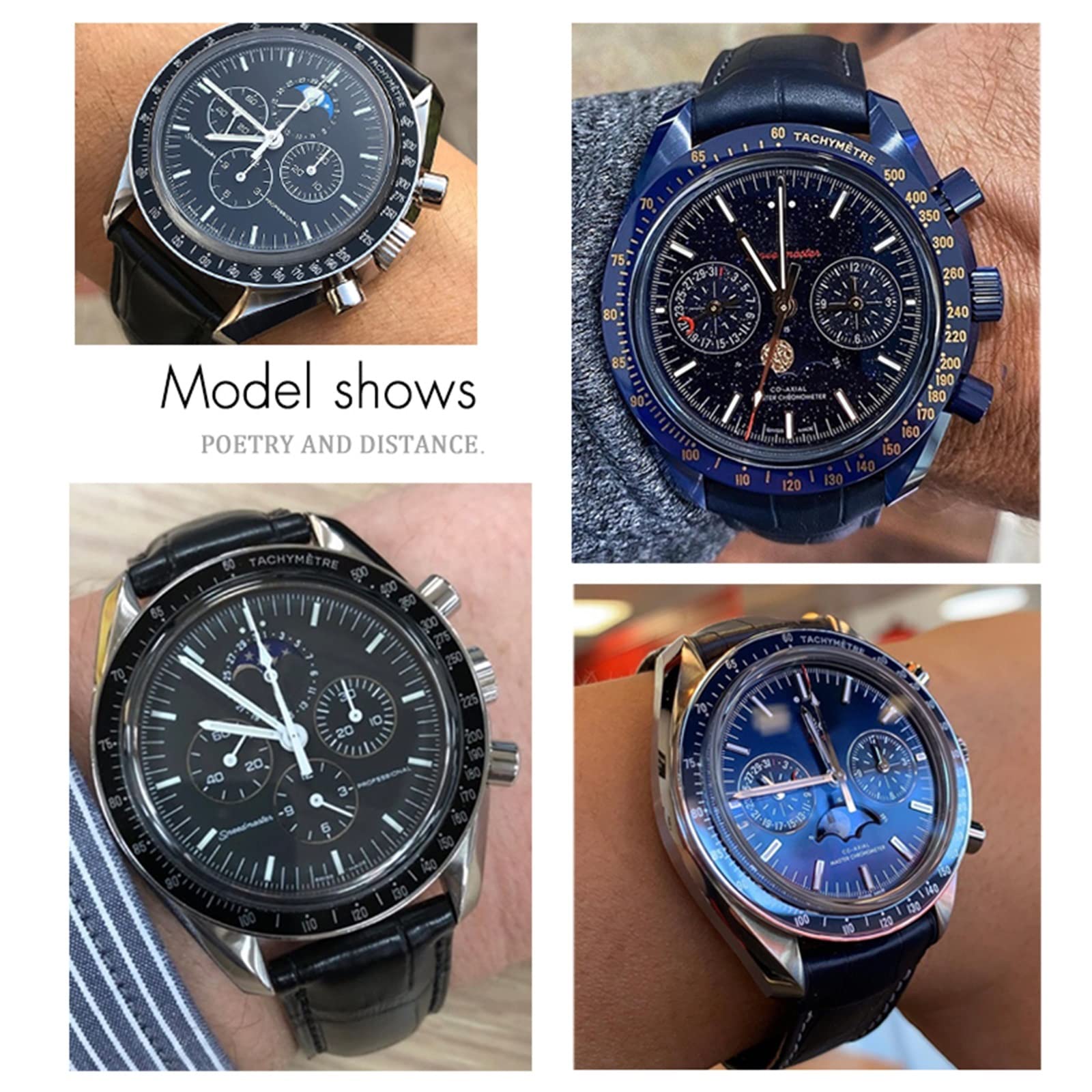 JDIME Zakrzywione paski do zegarków ze skóry bydlęcej 19 mm 20 mm 21 mm pasują do Omega Speedmaster Seamaster 300 AT150 Sxwatch