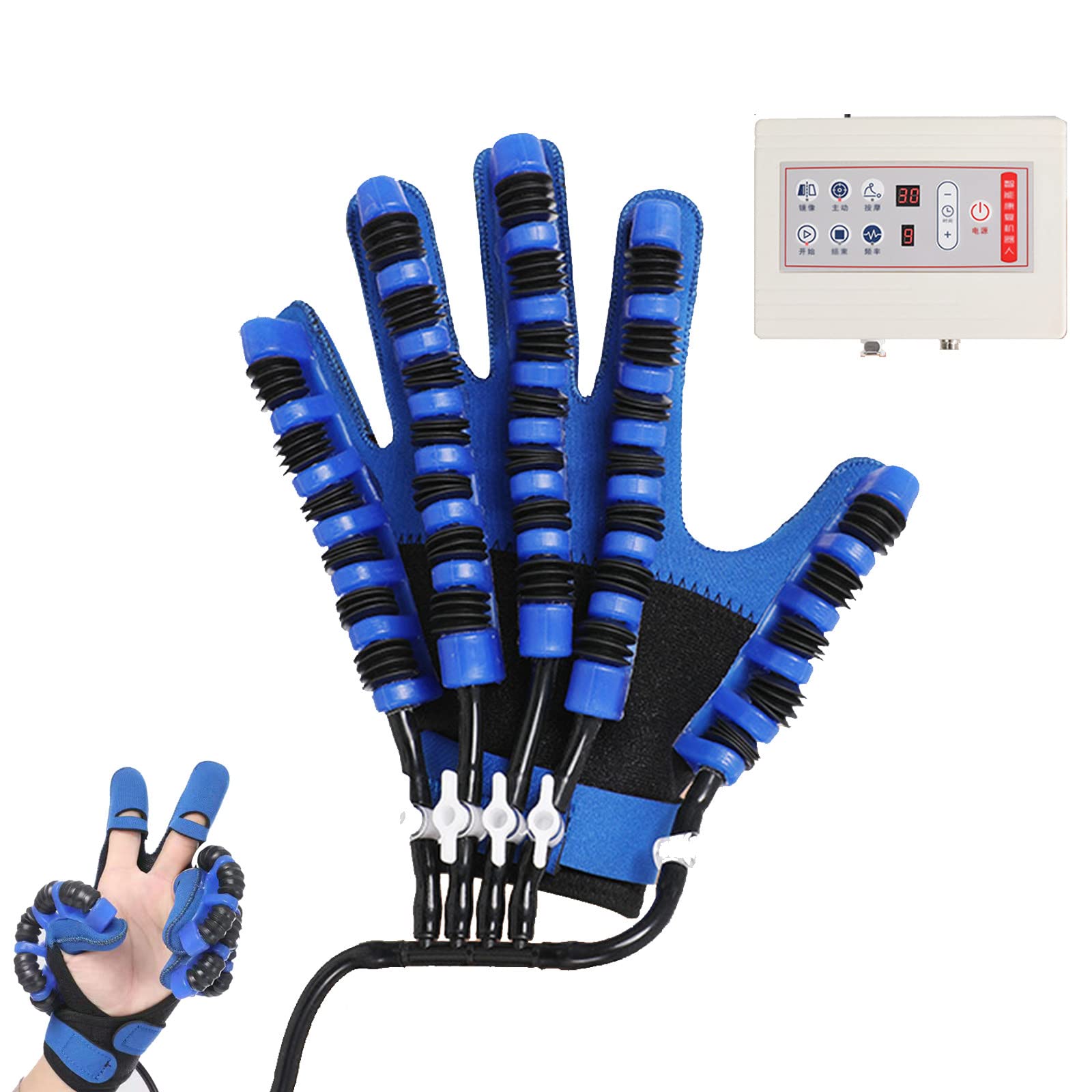 Guante de robot de rehabilitación de manos, entrenador de rehabilitación de dedos de hemiplejía Férula de mano Guantes de asistencia Equipo de entrenamiento Minimizar la espasticidad,RightHand-XXL