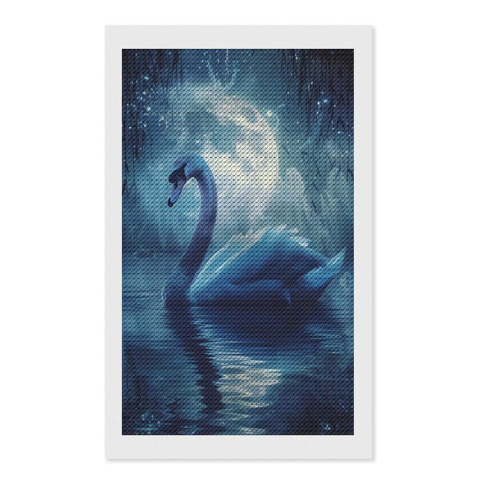 Junmoney Majestic Swan Diamond Painting Kit 12"x20", Easy Handmade Project, Cosy Home Accent, for Craft Lovers, Holiday Gift Idea