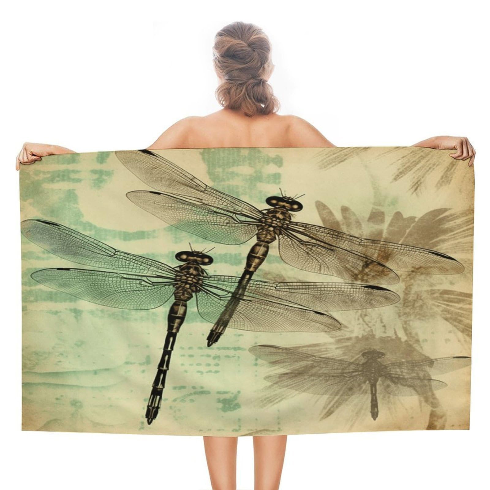 VstaDank Dragonfly Dragonflies Vintage Beach Towel 51x31 Inch Oversized Soft Bath Towel Luxury Plush Thick Hotel Swim Pool Towels Super Quick Dry Travel Towels for Camping Gym Sports Yoga
