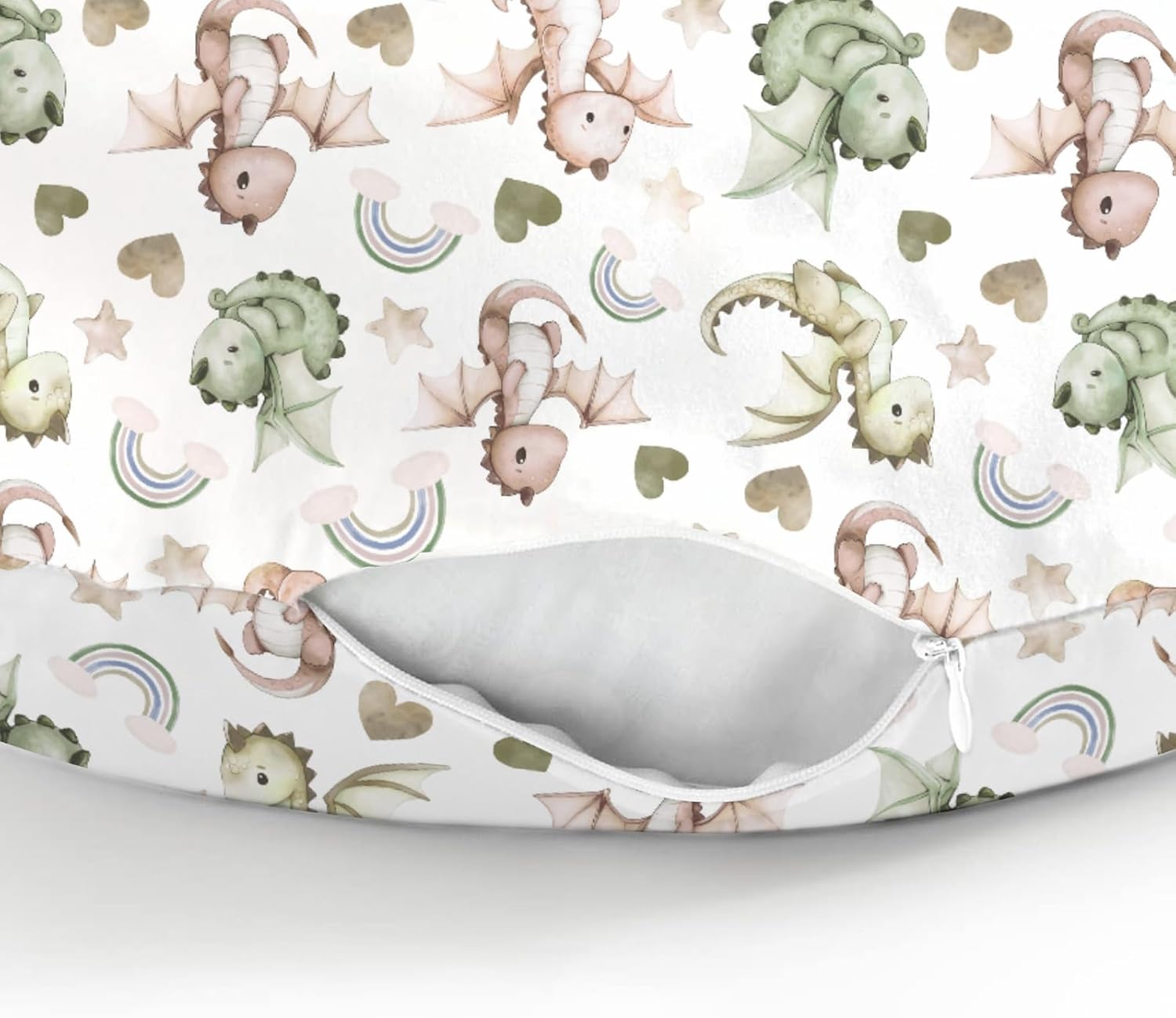 Fairytale Dragon Love Stars Baby Nursing Pillow Covers for Boy Girl Baby Dragons Green Nursing Slipcovers for Breastfeeding Pillows Fantasy Animal Soft Stretchy Removable Cover for Newborn Infant