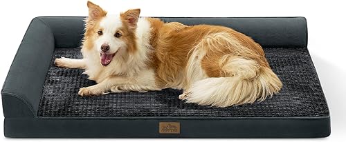 Miniatura 18 de Cama ortopédica para perros extra grande, XXL para perros, espuma en forma de L, parte inferior antideslizante, sofá gigante para mascotas y gatos