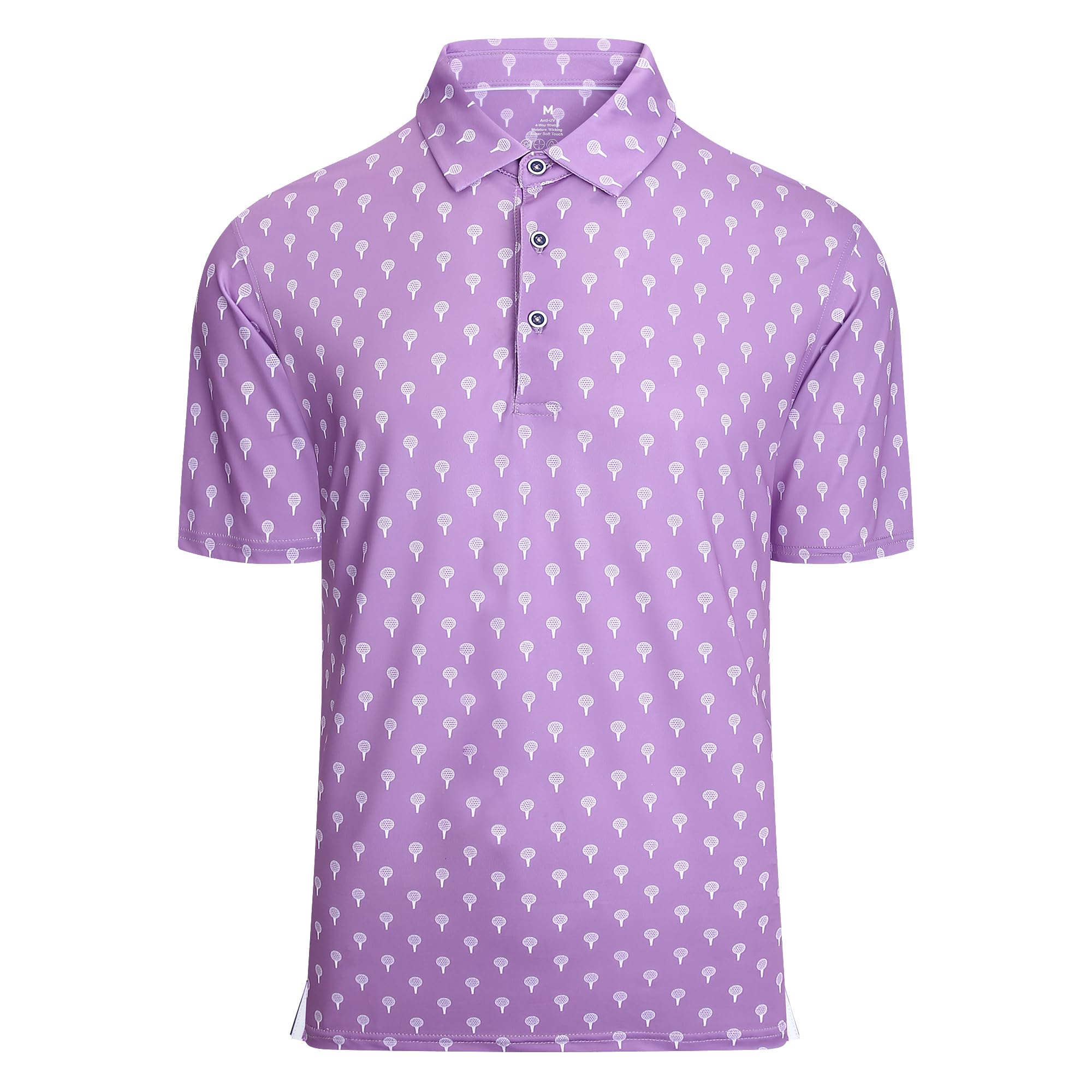 Damipow Golf Shirts for Men Dry Fit Short Sleeve Print Collared Polo Shirt