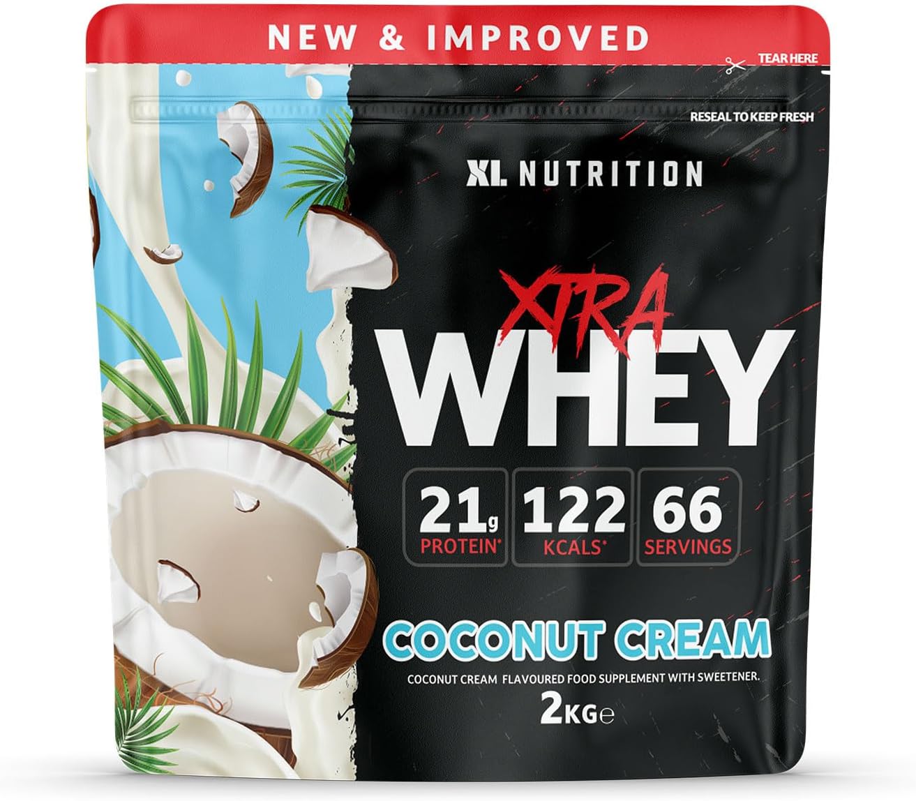 Whey Protein Powder | High Protein, Low Carbohydrates | 67 Servings, 2kg | Suitable for Vegetarians | Ideal for Muscle Building, Recovery Support (Coconut Cream)