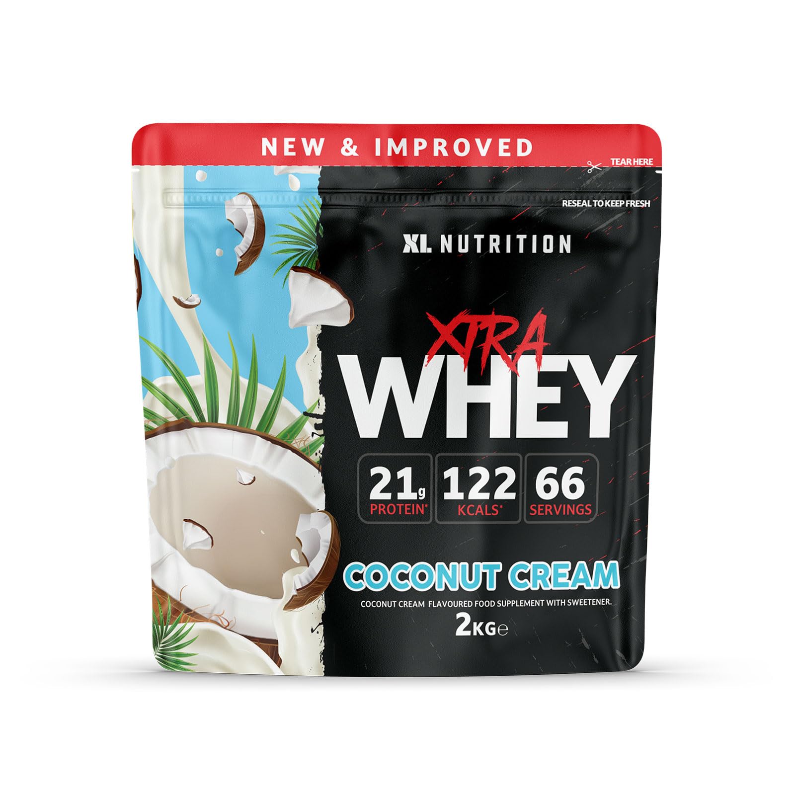 Whey Protein Powder | High Protein, Low Carbohydrates | 67 Servings, 2kg | Suitable for Vegetarians | Ideal for Muscle Building, Recovery Support (Coconut Cream)