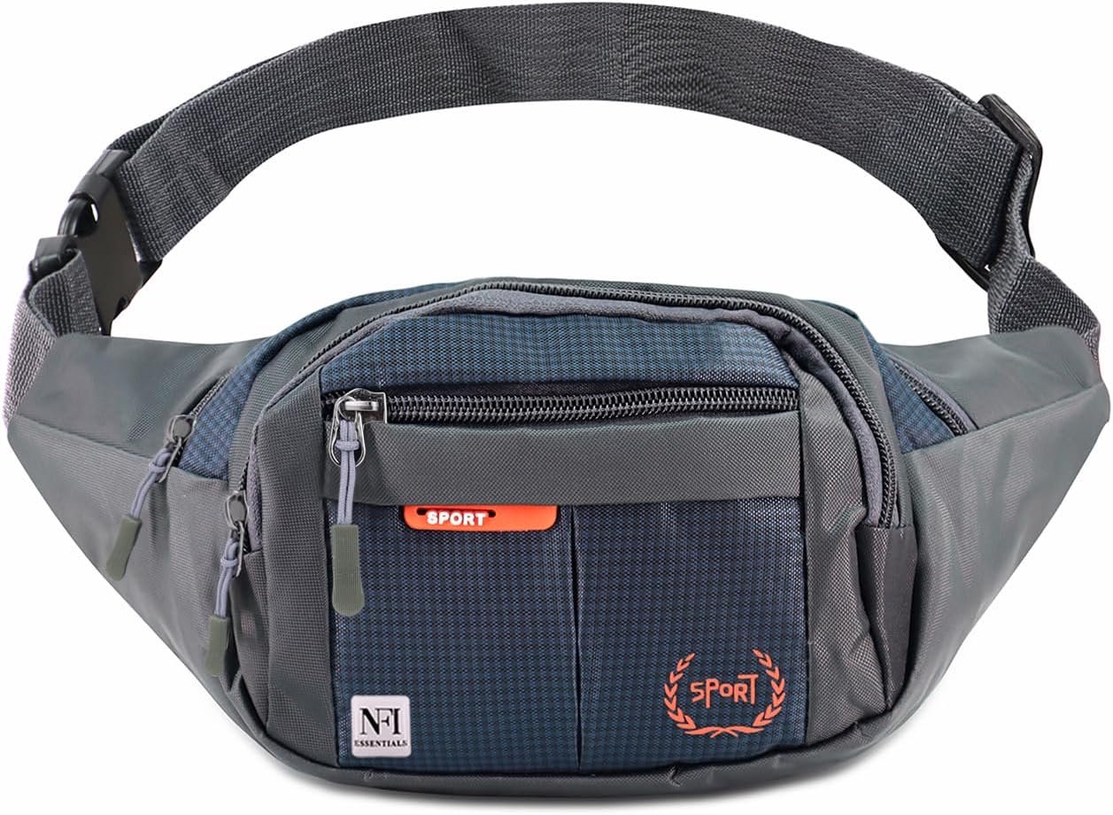 NFI essentialsWaist Bag for Men and Women Fanny Pack Travel Handy Hiking Zip Camera Pouch Money Phone Waist Pouch Sport Bag Bum Bag Multipurpose Belt Bag