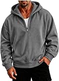 Generic Mens Quarter Zip Hoodie Long Sleeve in 01#gray
