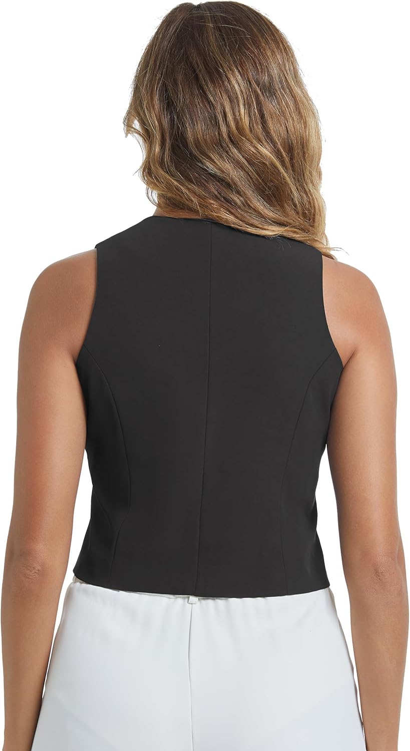 Women Suit Vest V Neck Button Down Vests Tops Sleeveless Business Casual Work Blazer Waistcoat - Image 2
