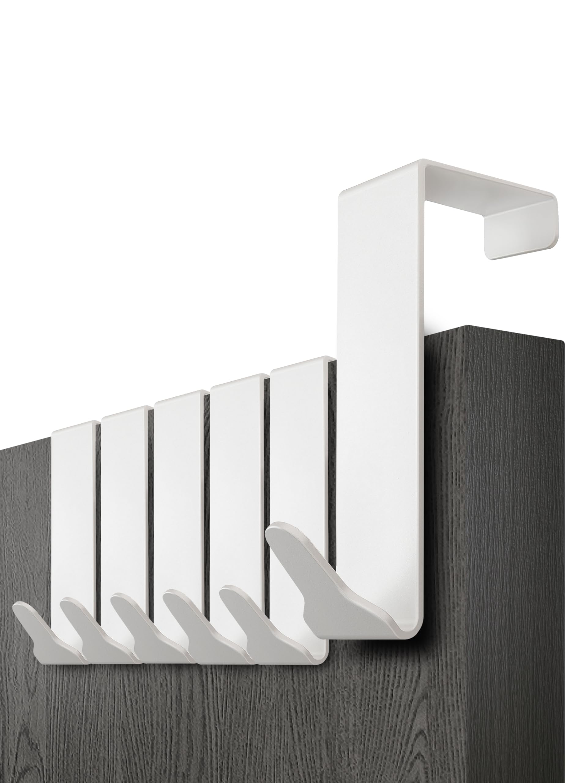 Menz White Over Door Hook 6 Pack Stable Overdoor Hanger. Rust-Free Door Hangers For Clothes, 3.6Cm Fit. 15Kg Coat Hanger, Stainless Steel With Eva Pads, Prevents Scratches