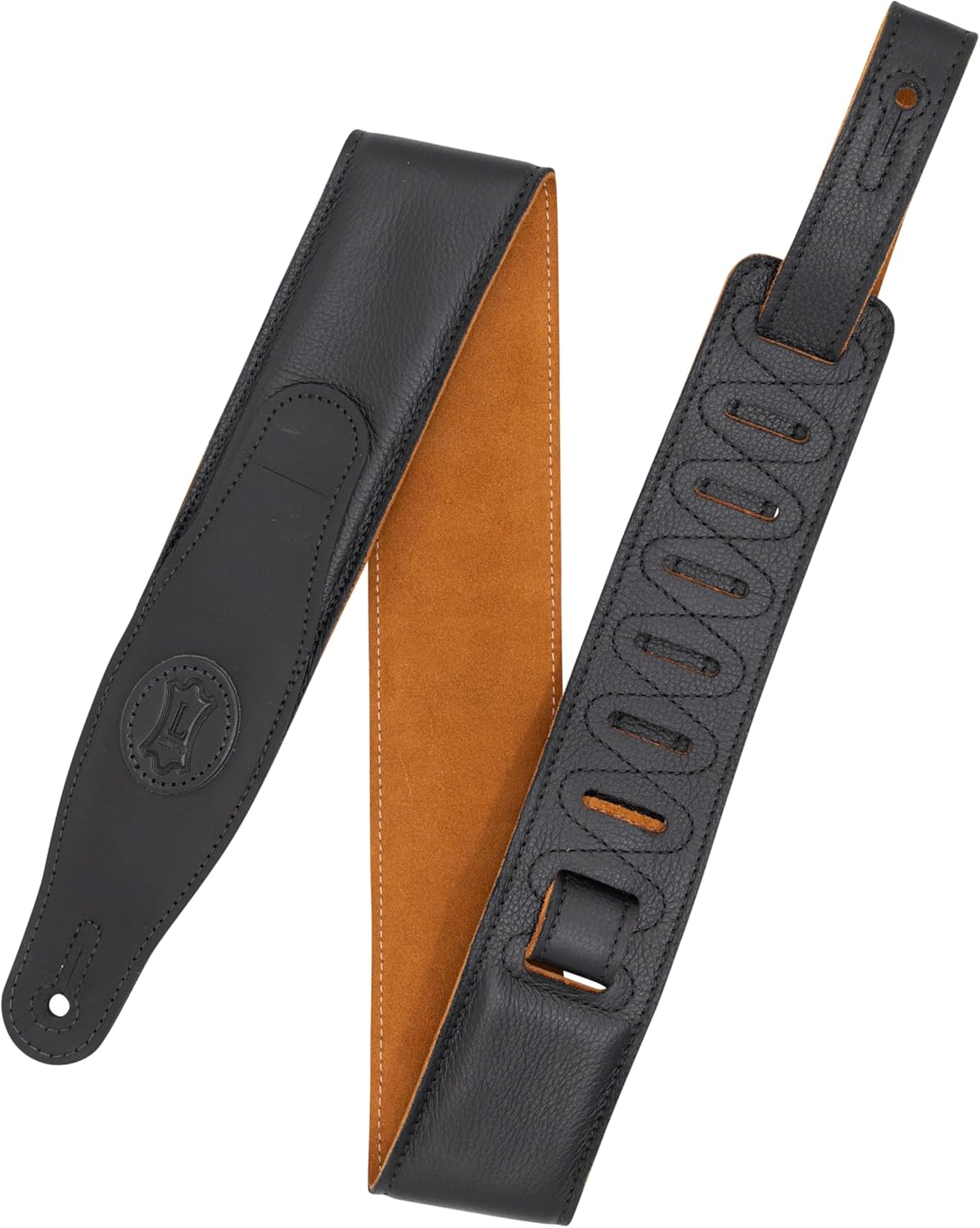 Levy's Leathers 2.5" Cirro Series Padded Garment Leather Guitar Strap; Black & Honey (MGS80CS-BLK-HNY)