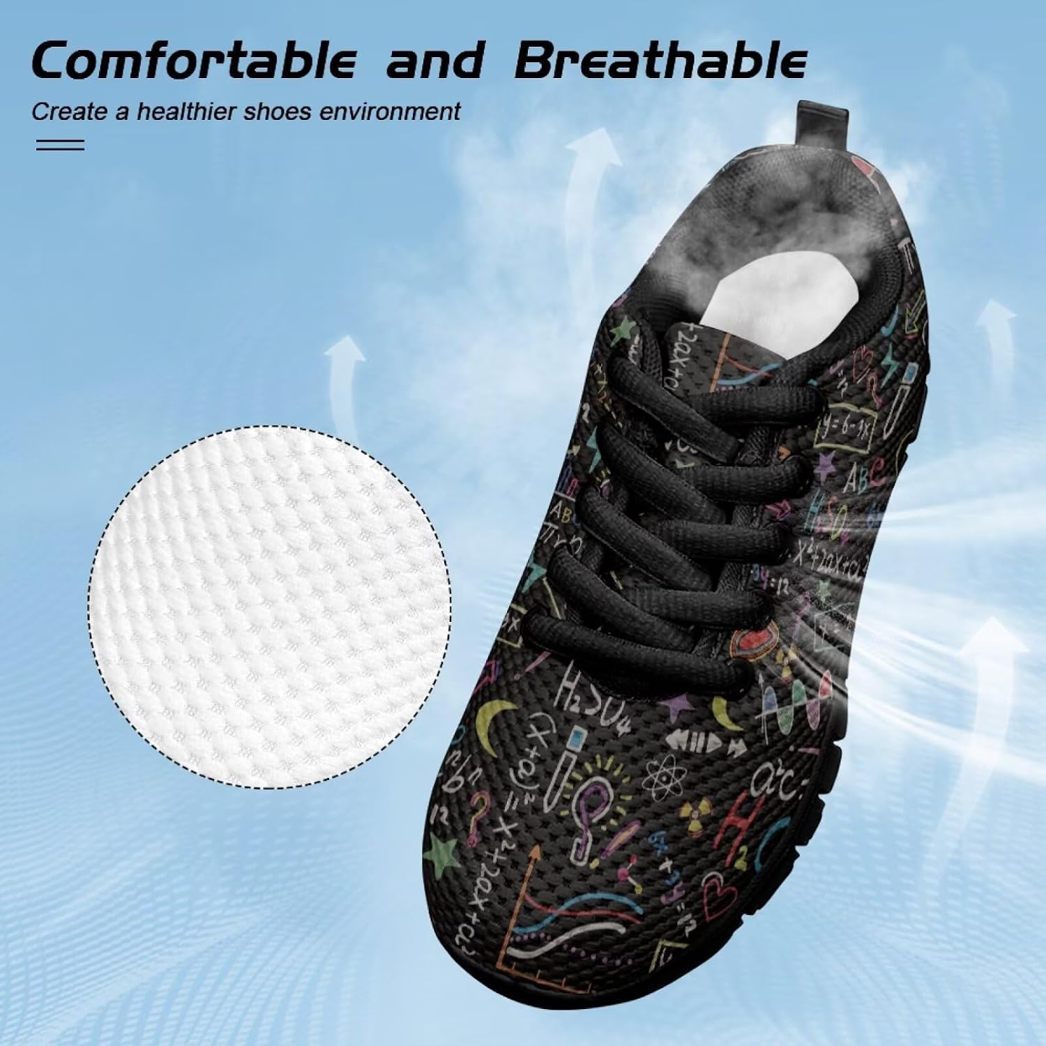 Funnydude Cute Print Boys Tennis Shoes Lightweight Breathable Sneakers Lace up Shoes for School