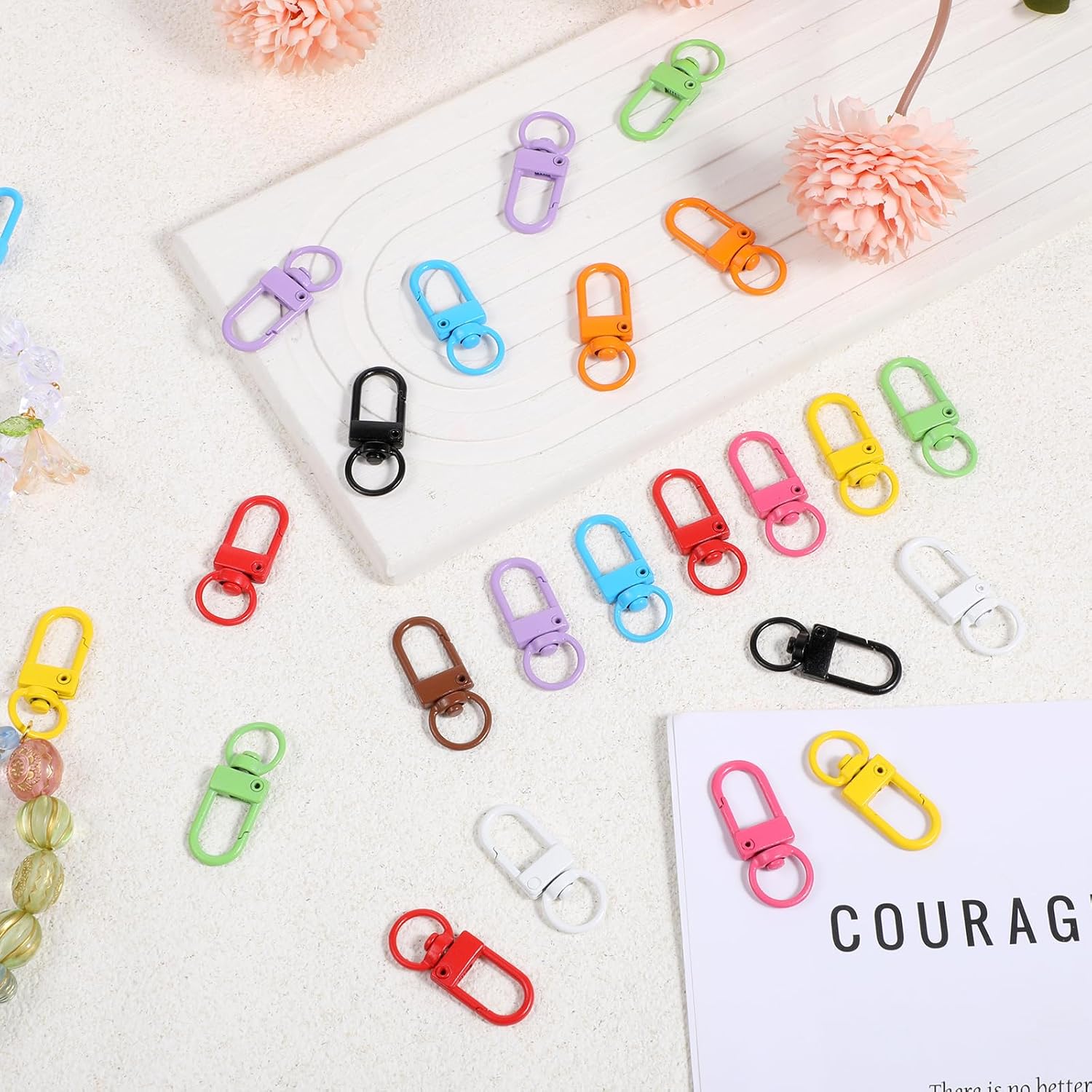 60 Pcs Colorful Metal Lobster Claw Clasps, Key Chain Hooks Swivel Keychain Clasp, Metal Key Chains Connector for Craft Bag Charm Clip Dog Tags Purse Beads Jewelry Making DIY Supplies - Image 7