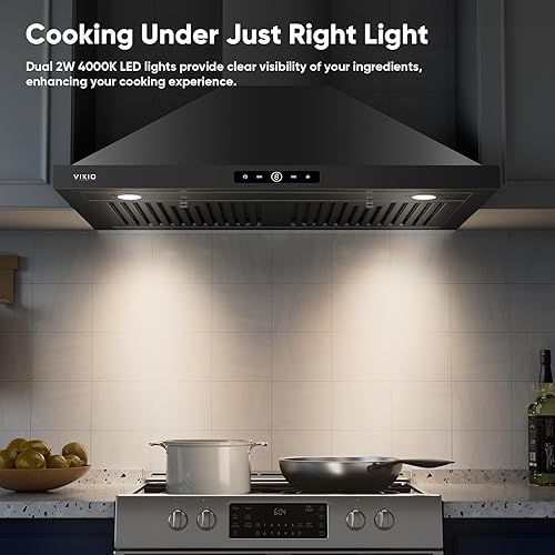 Miniatura 6 de Campana extractora para montaje en pared de 30 pulgadas, 580 CFM, campana de ventilación de cocina, convertible con conductossin conductos con