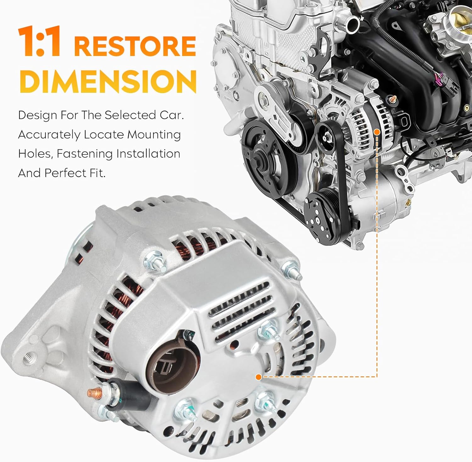 New Alternator for Toyota 4Runner L4 2.4L 1985-1992, Pickup 2.4L 1985-1991, Celica 1985, AND0079, 27060-35060, 27060-35061, 321-1166, 334-1685, 400-52020